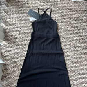 Astr Black Knit Midi Dress with Open Back - NWT Size M